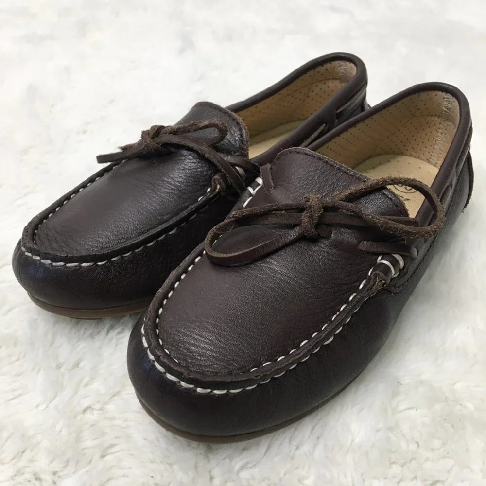 Nanos Toddler Boys Brown Leather Slip On Moccasins Shoes Size 30 / 12.5 US